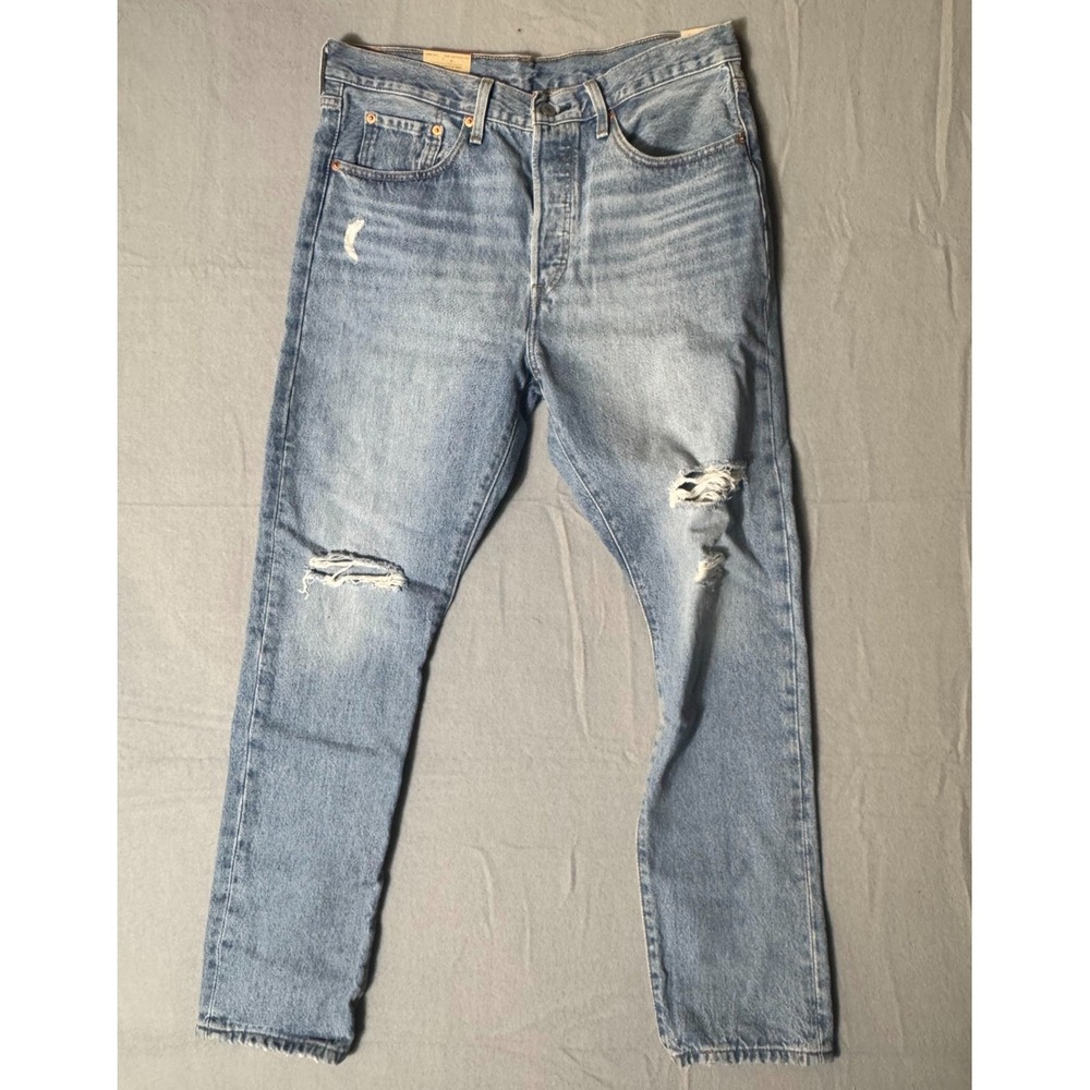 New Levi's 501 Skinny Women 31 Blue Distressed High Rise Button Fly Jeans